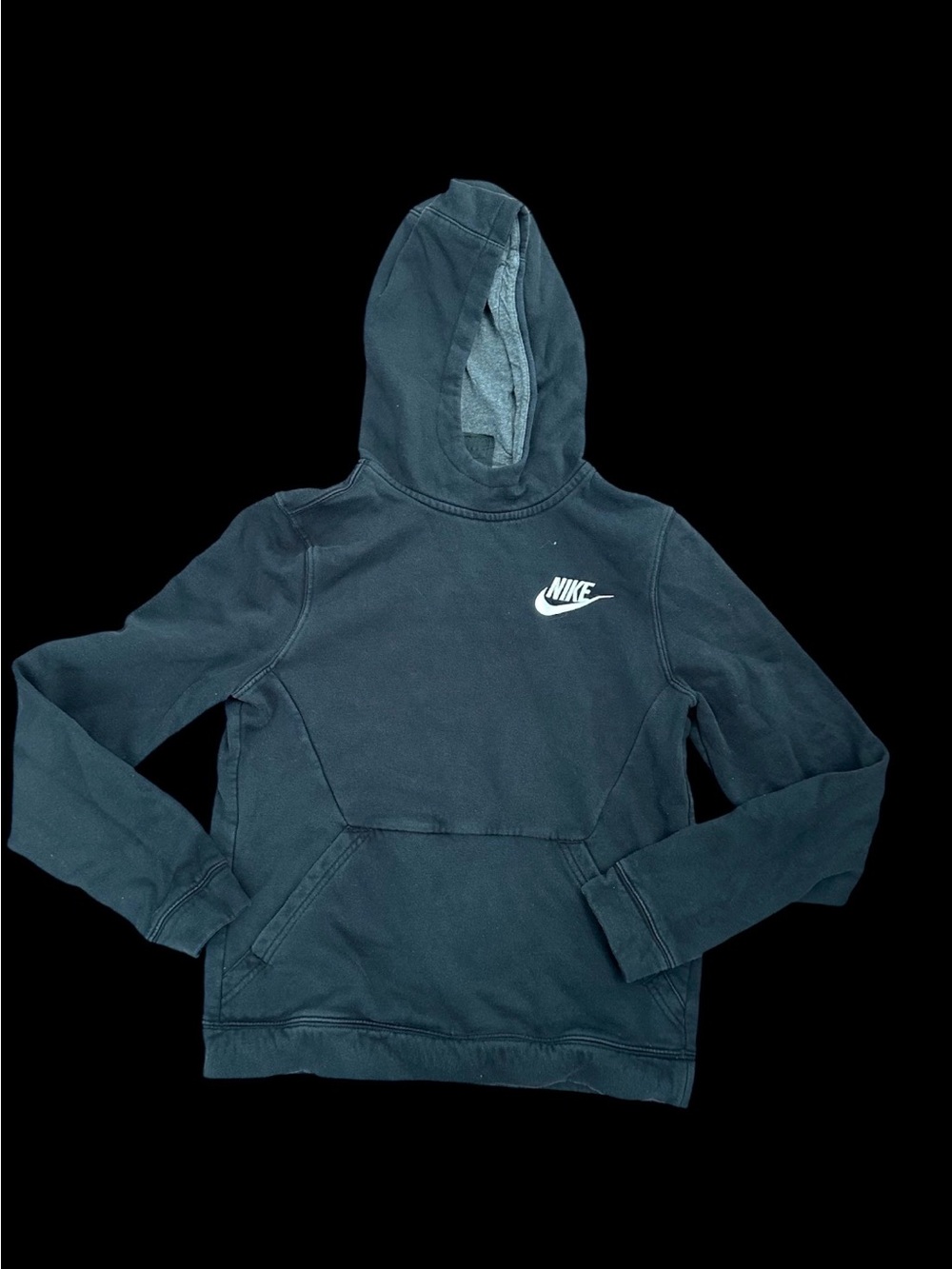 Nike Kids Dark black Hoodie with White Swoosh